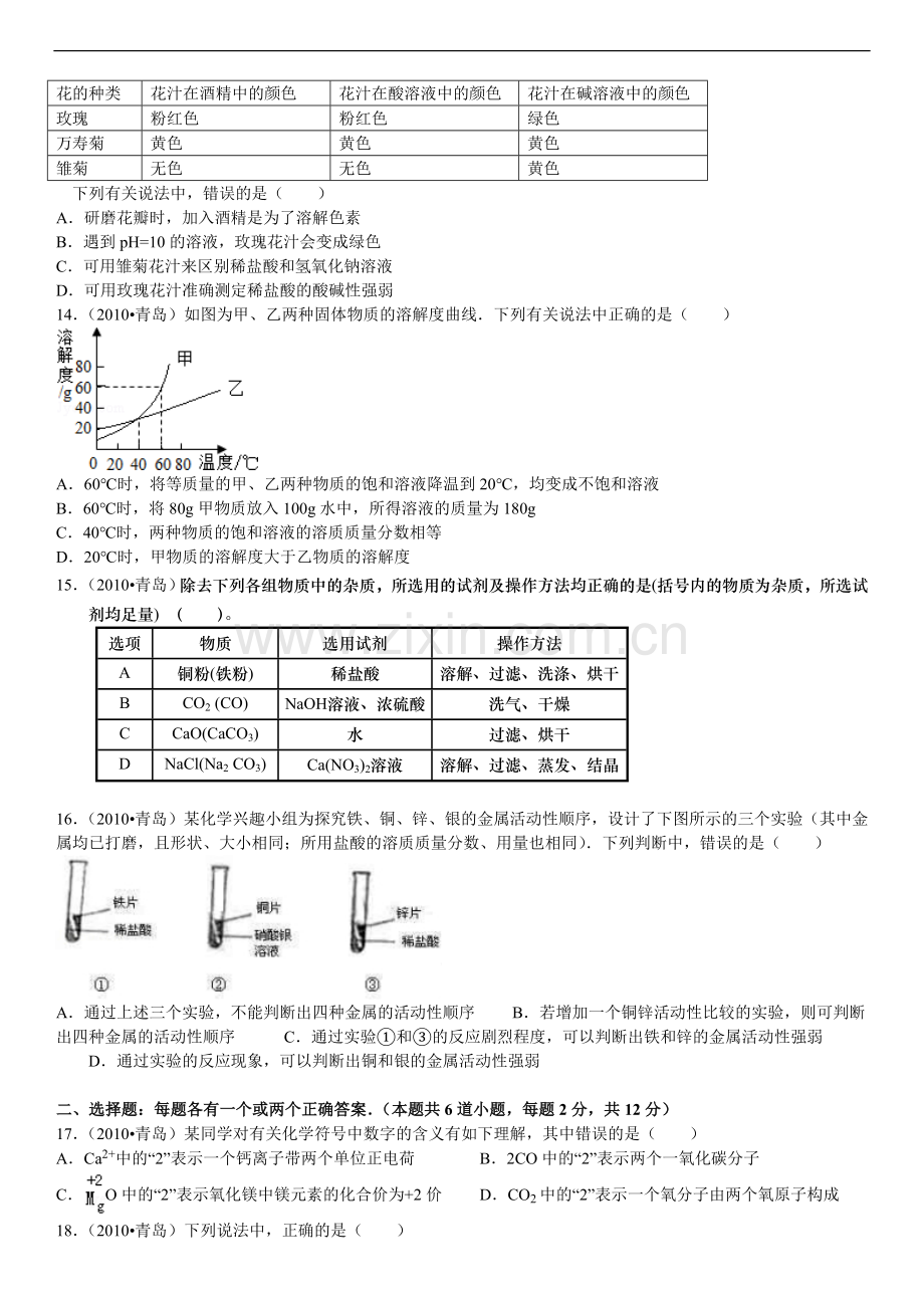 2010年山东省青岛市中考化学试题及答案.doc_第2页