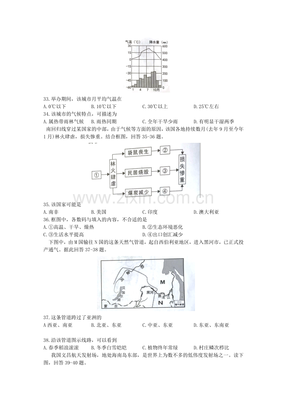 2020年湖南岳阳中考地理试题（原卷版）.doc_第2页