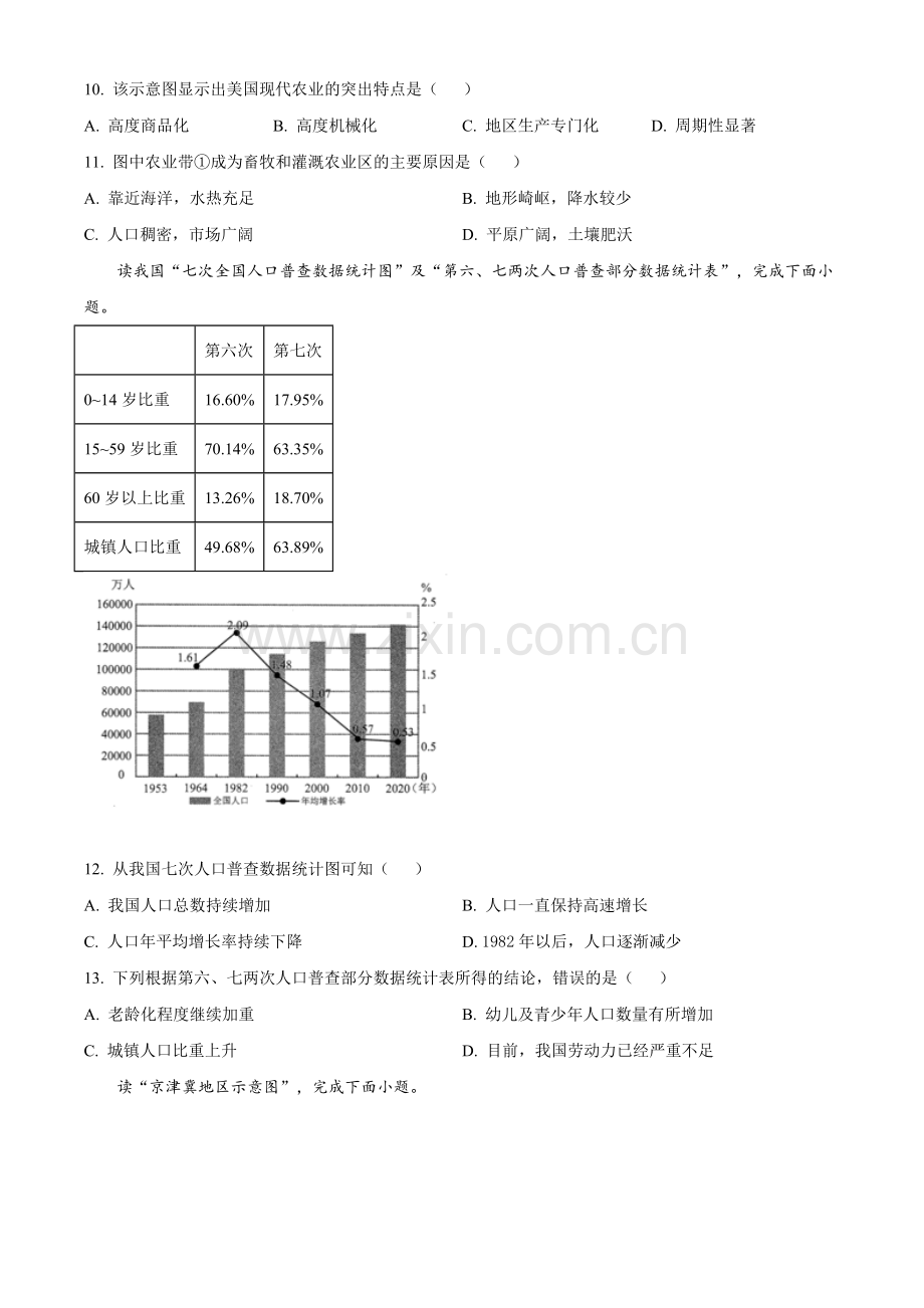 云南省2021年中考地理真题（原卷版）.doc_第3页