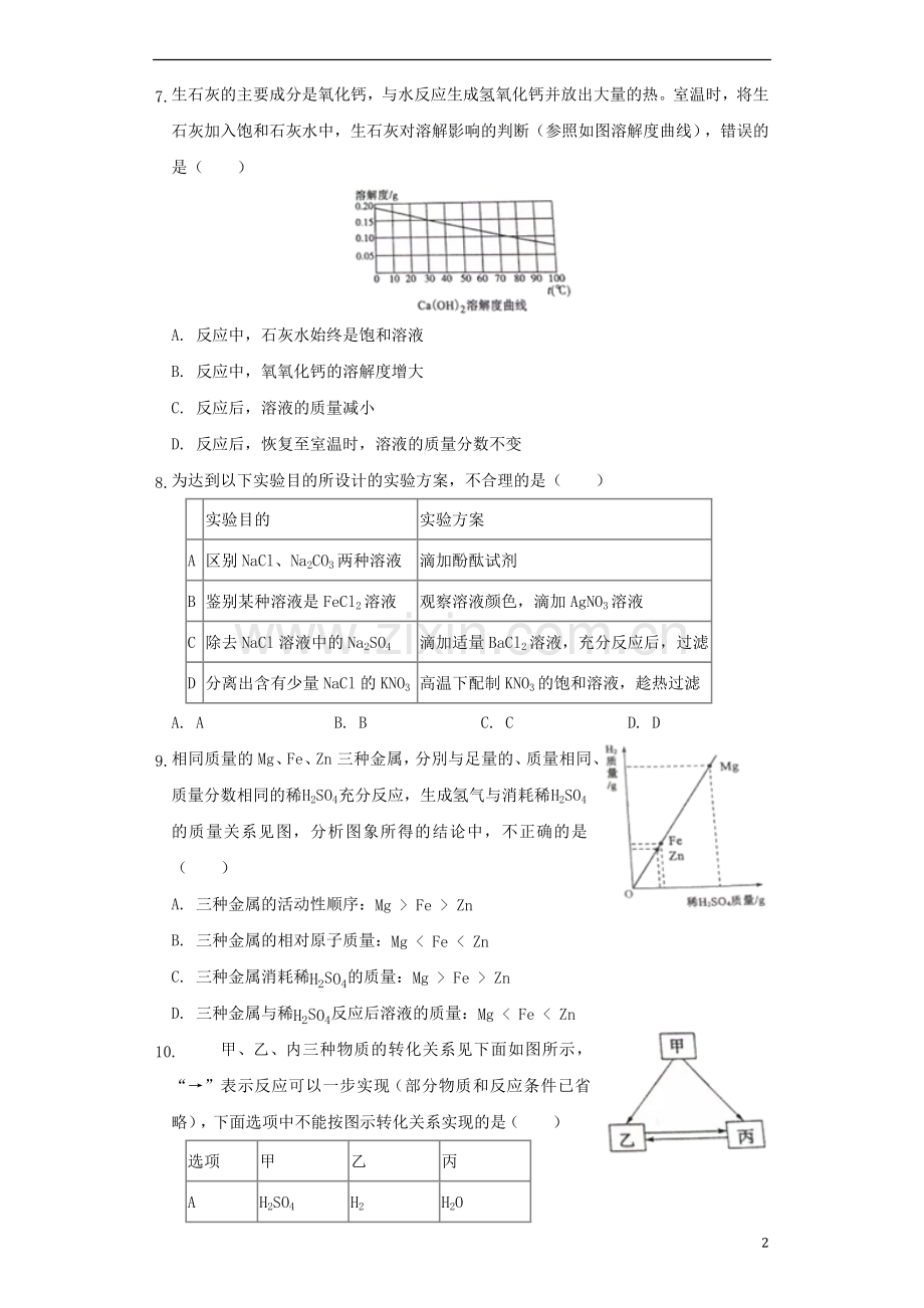 山东省济宁市2019年中考化学真题试题（含解析）.docx_第2页