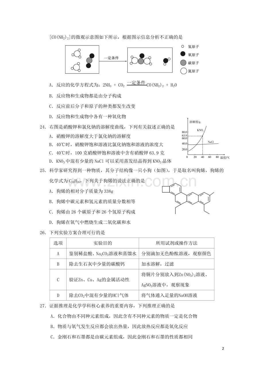 四川省乐山市2019年中考化学真题试题.doc_第2页