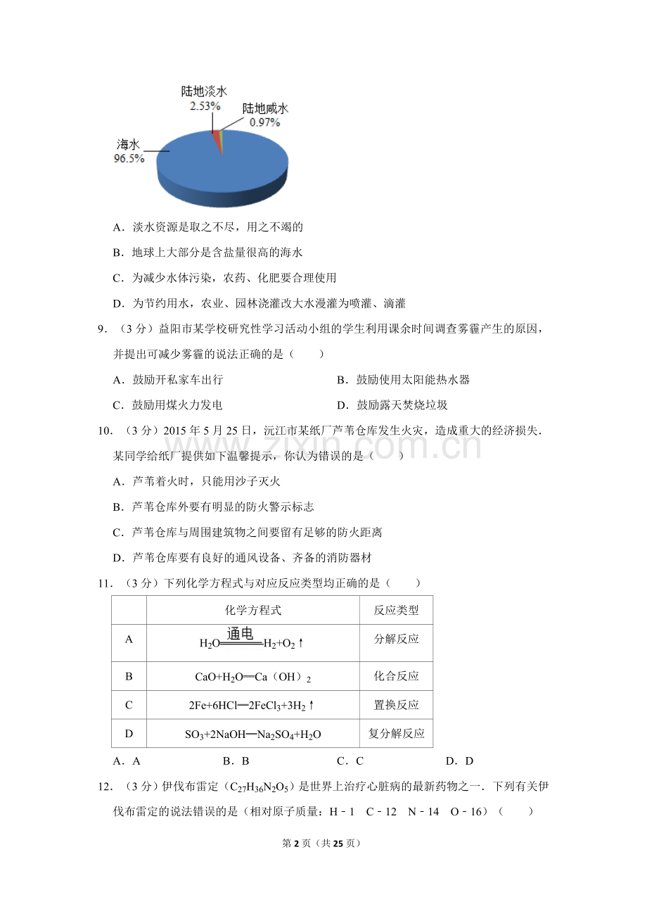 2015年湖南省益阳市中考化学试卷（含解析版）.doc_第2页