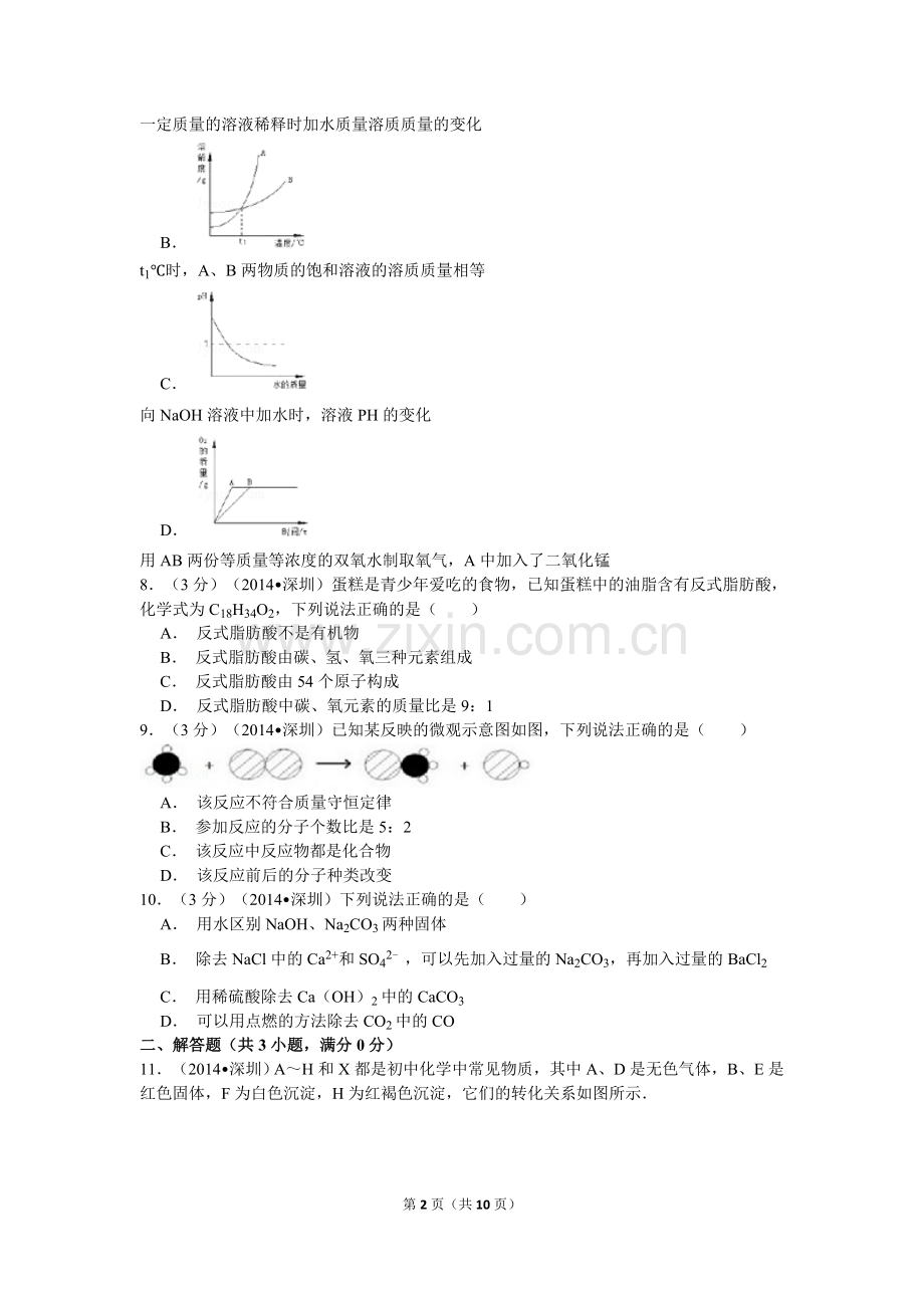 2014年广东省深圳市中考化学试题及参考答案.doc_第2页