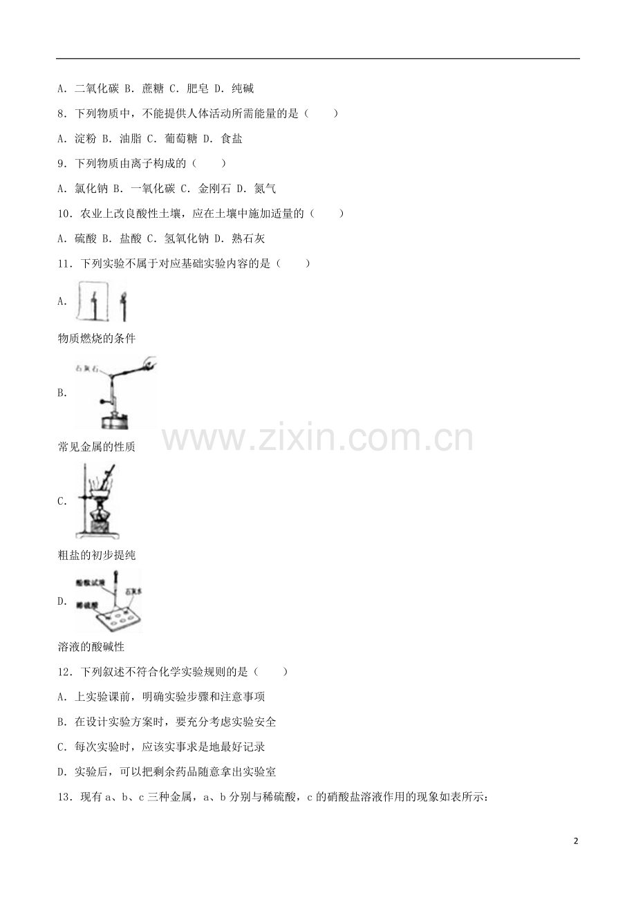 辽宁省沈阳市2016年中考化学真题试题（含解析）.DOC_第2页