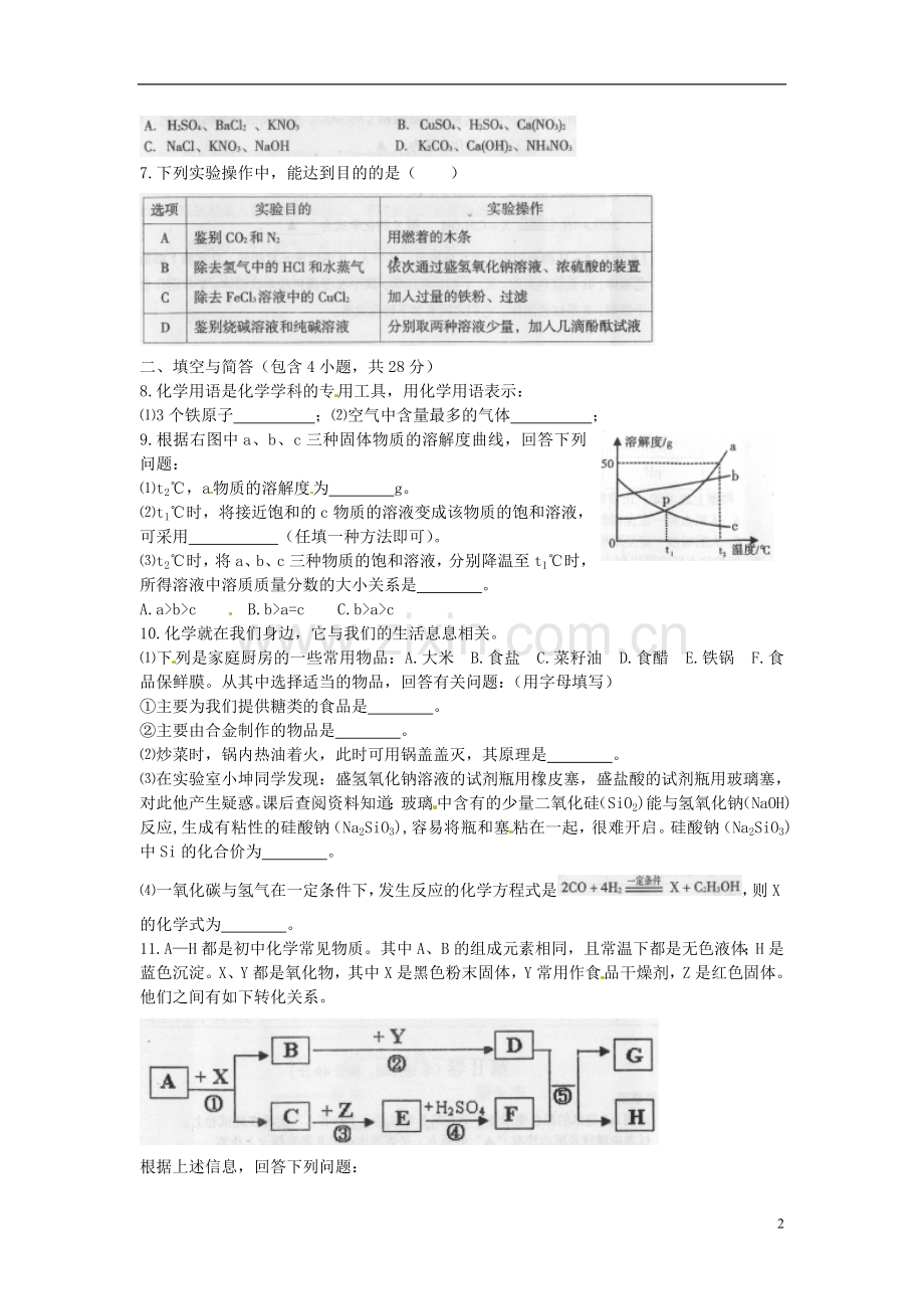 四川省遂宁市2015年中考化学真题试题（含答案）.doc_第2页