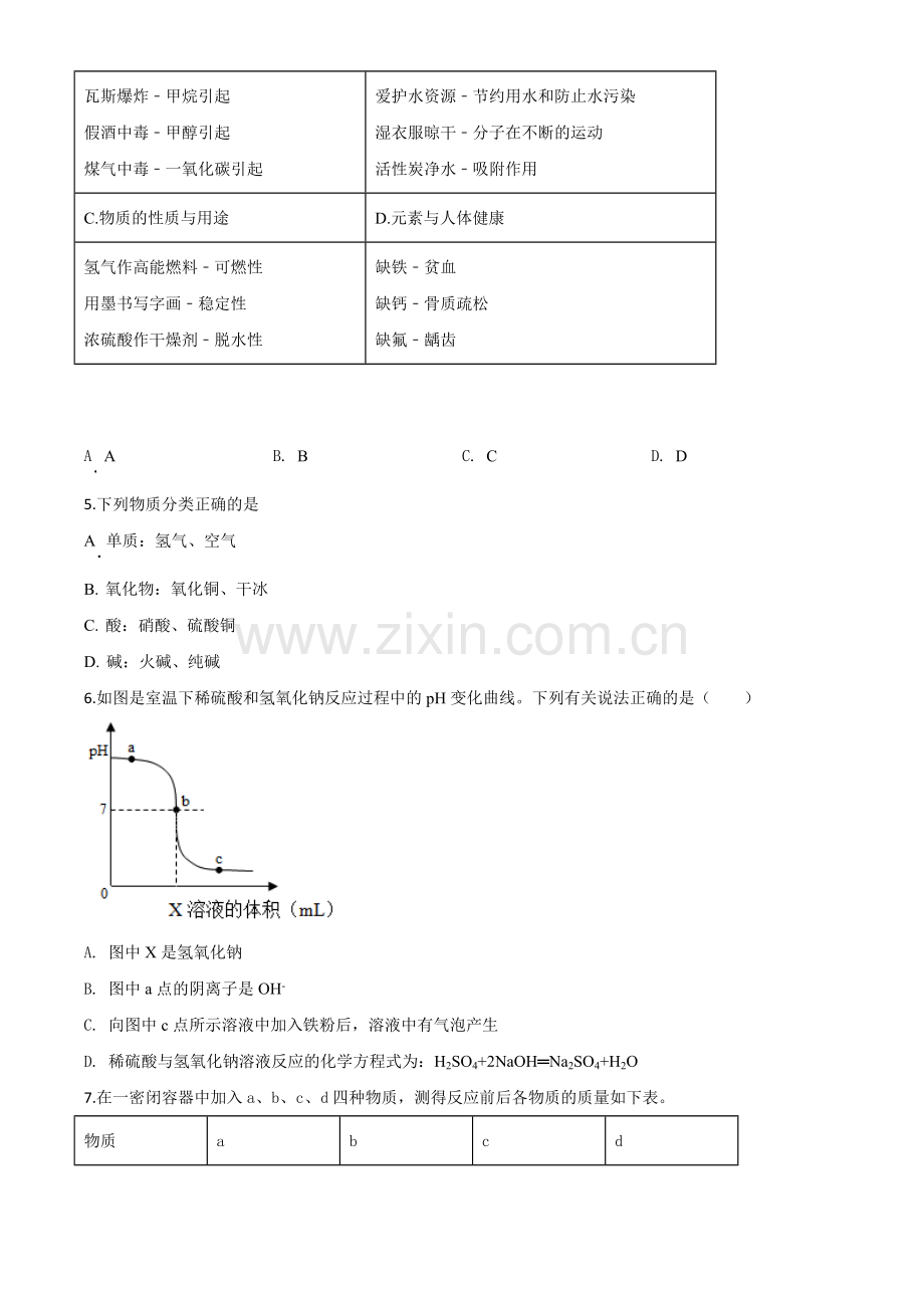 题目甘肃省天水市2020年中考化学试题（原卷版）.doc_第2页