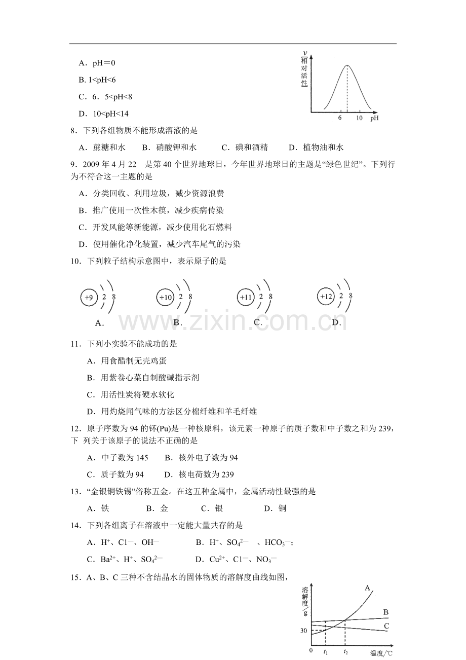 2009年南京中考化学试题及答案.doc_第2页