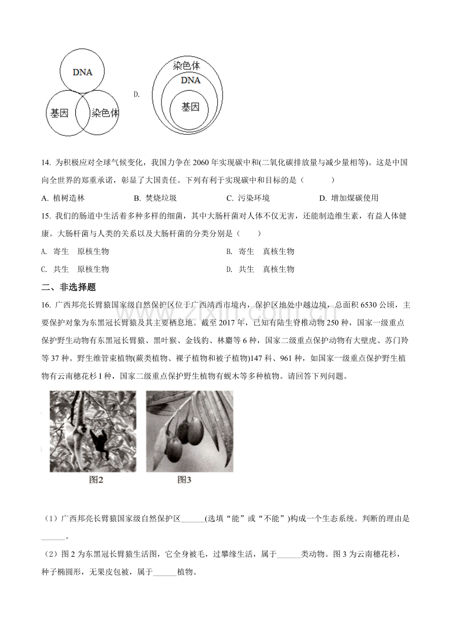 2022年百色市中考生物真题（原卷版）.docx_第3页