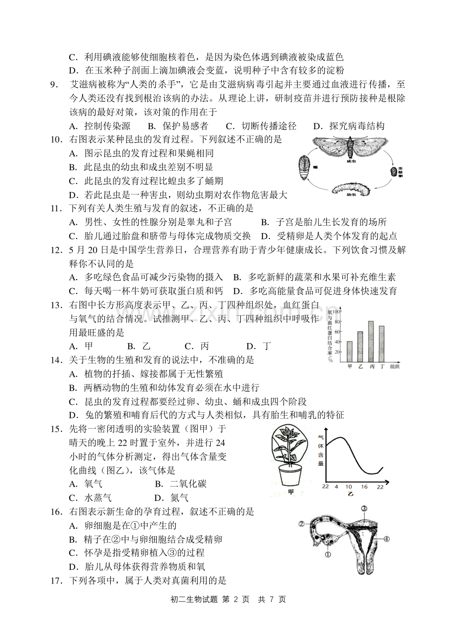 山东省日照市2016年中考生物真题试题（pdf含答案）.pdf_第2页