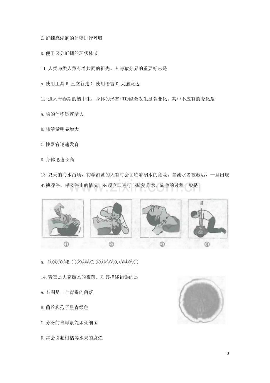 2019烟台市中考生物试题及答案(word版).docx_第3页