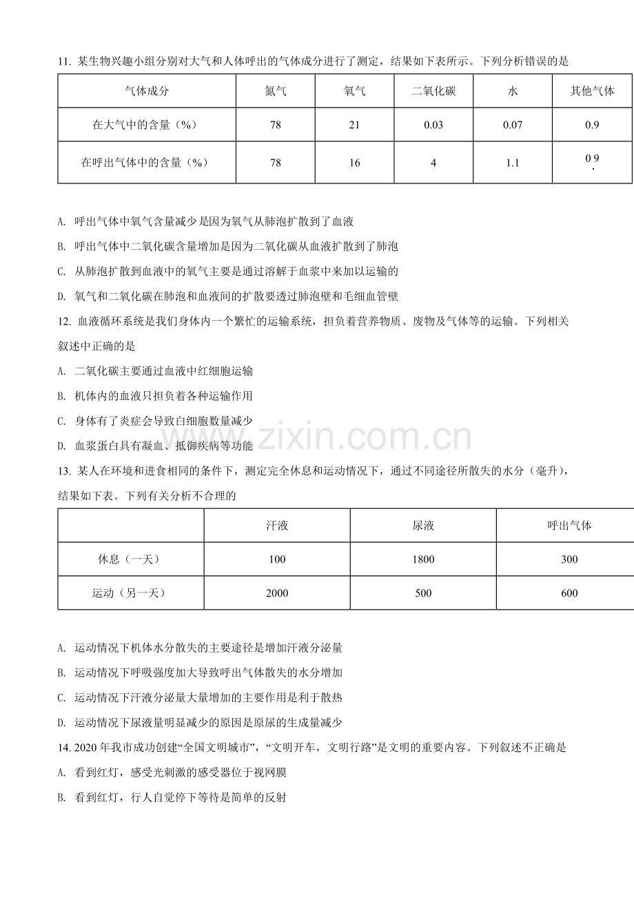 2022年四川省眉山市中考生物真题（原卷版）.docx_第3页