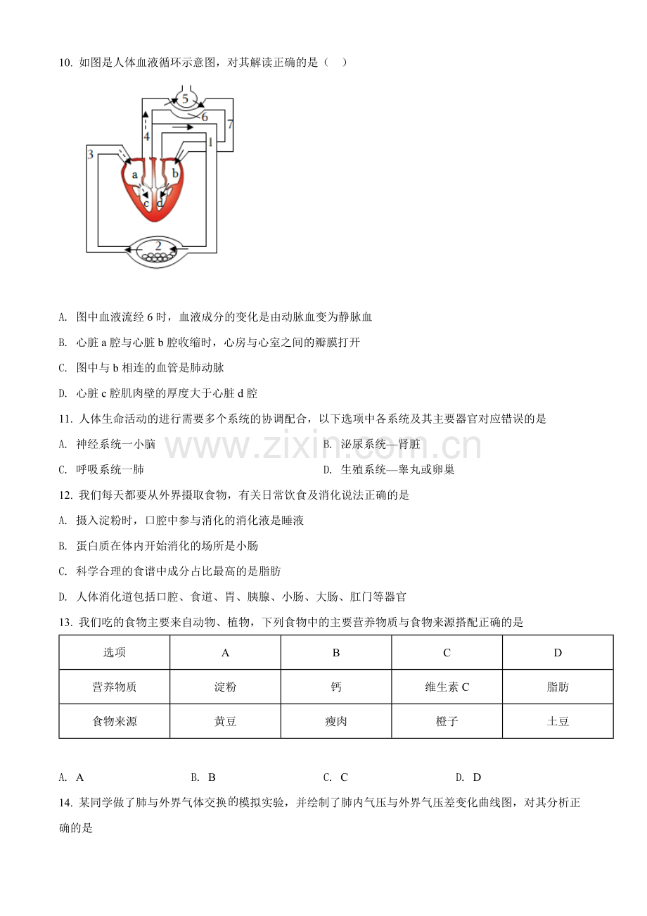 2022年内蒙古赤峰市中考生物真题（原卷版）.docx_第3页