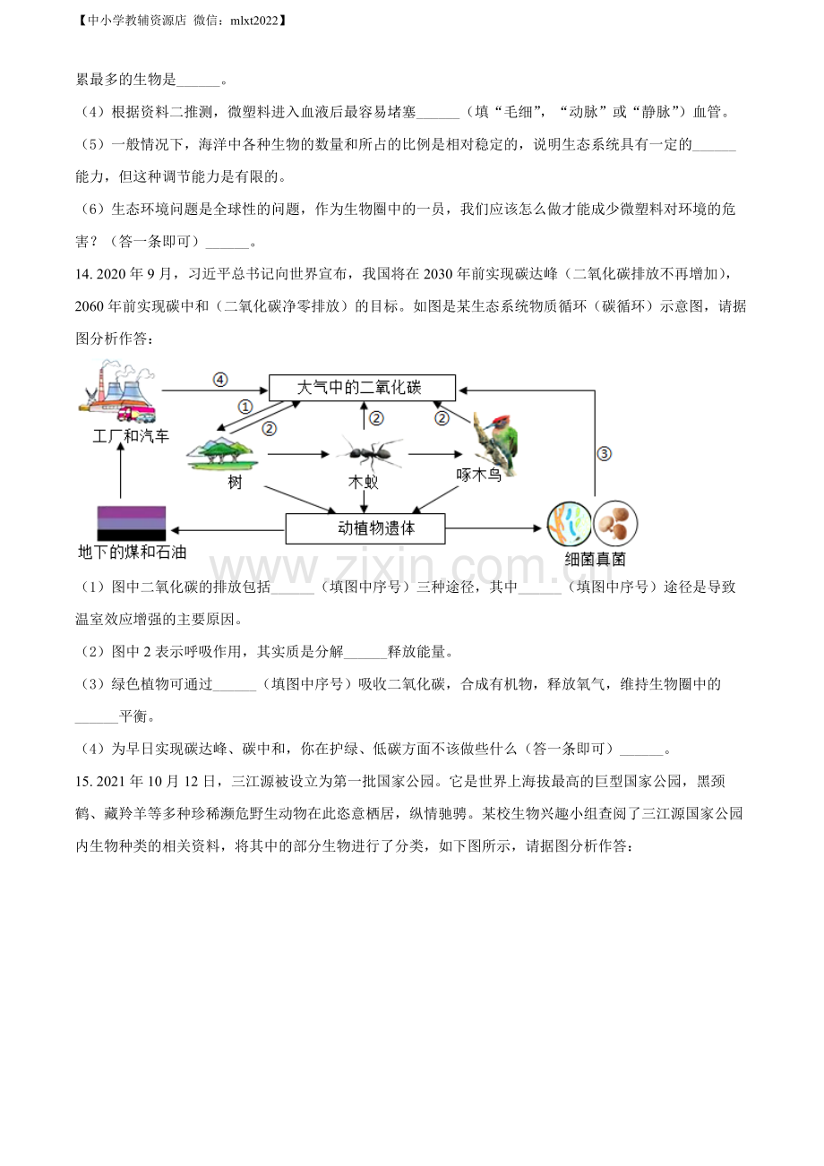 2022年青海省中考生物真题（原卷版）.docx_第3页