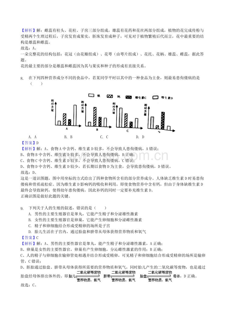 2018年湖南省衡阳市中考生物真题及答案.doc_第3页