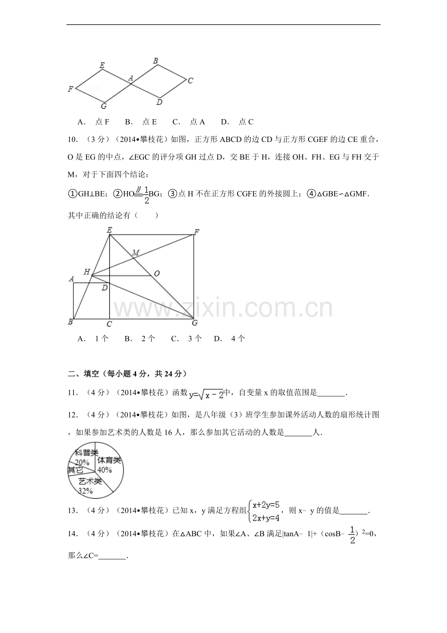 2014年四川省攀枝花市中考数学试卷（含解析版）.doc_第2页