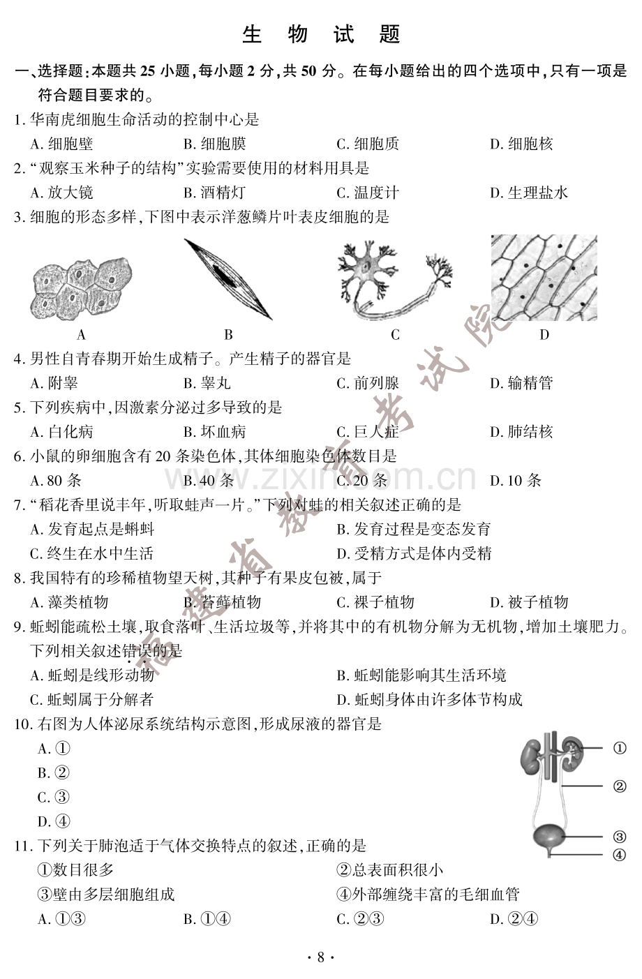 2022年福建省中考生物真题及答案.pdf_第1页