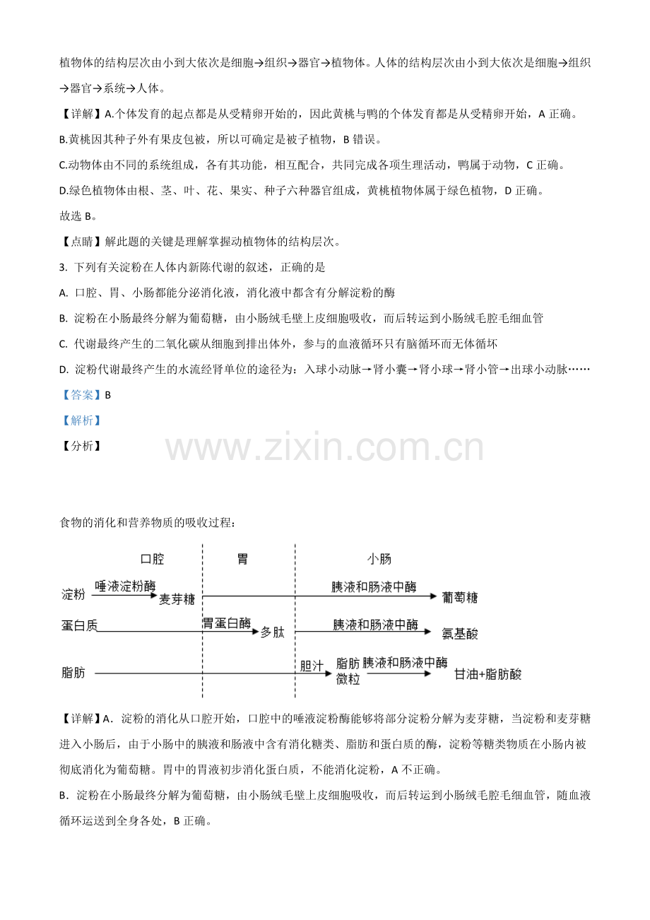 湖南省株洲市2020年中考生物试题（解析版）.doc_第2页