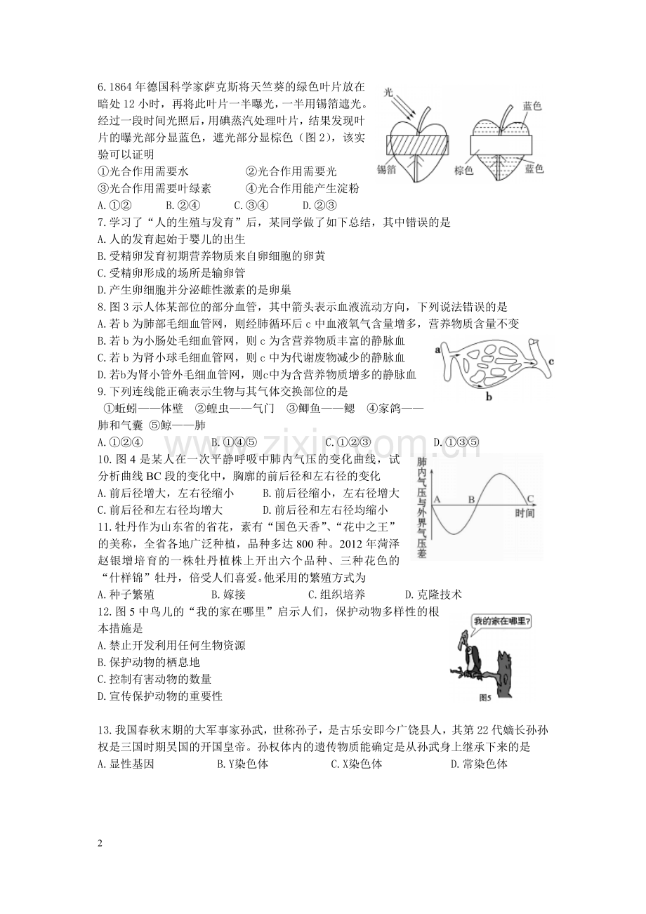 2012年山东省东营市中考生物试题(word版含答案).doc_第2页