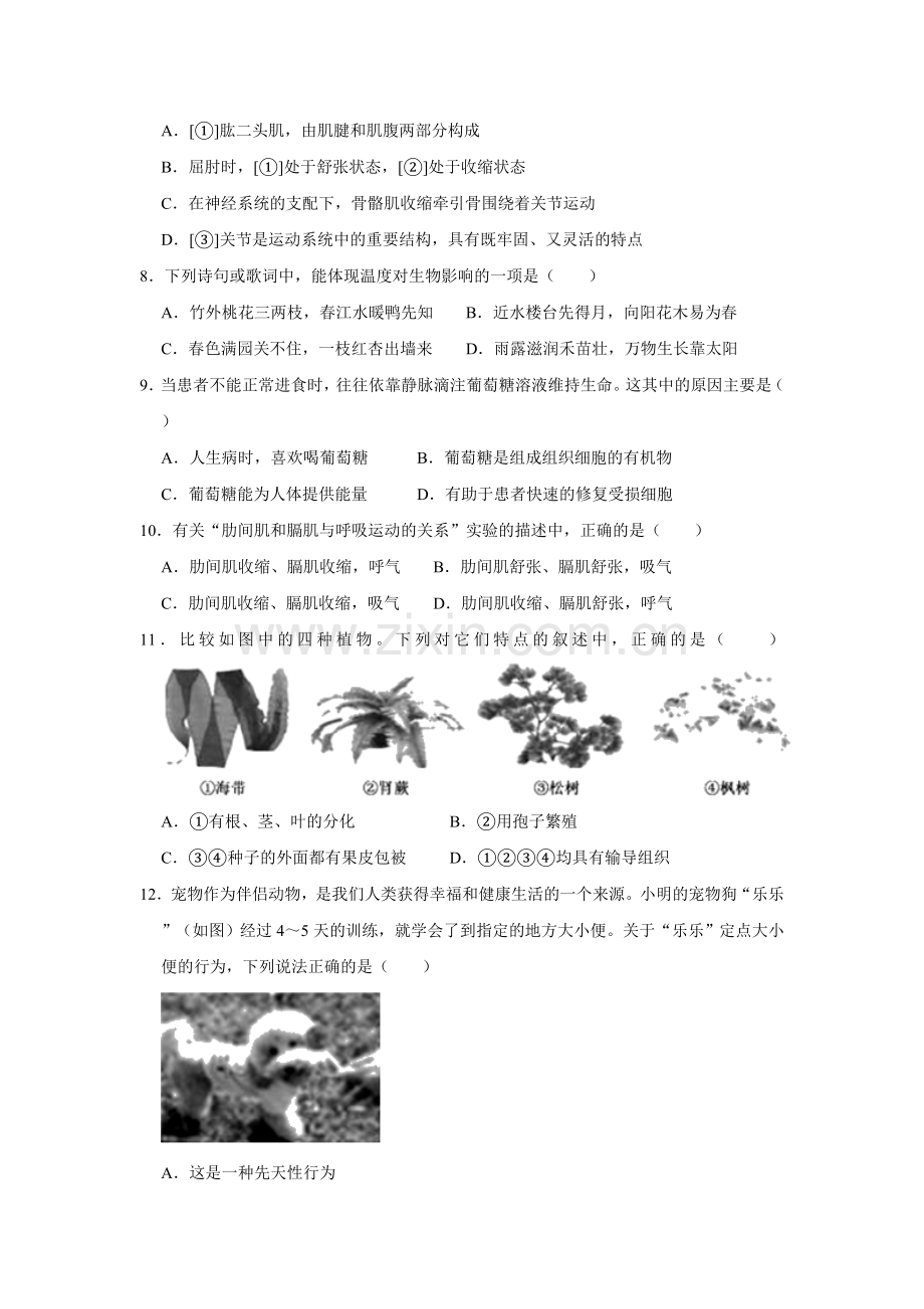 2020年中考生物试卷解析版.doc_第2页