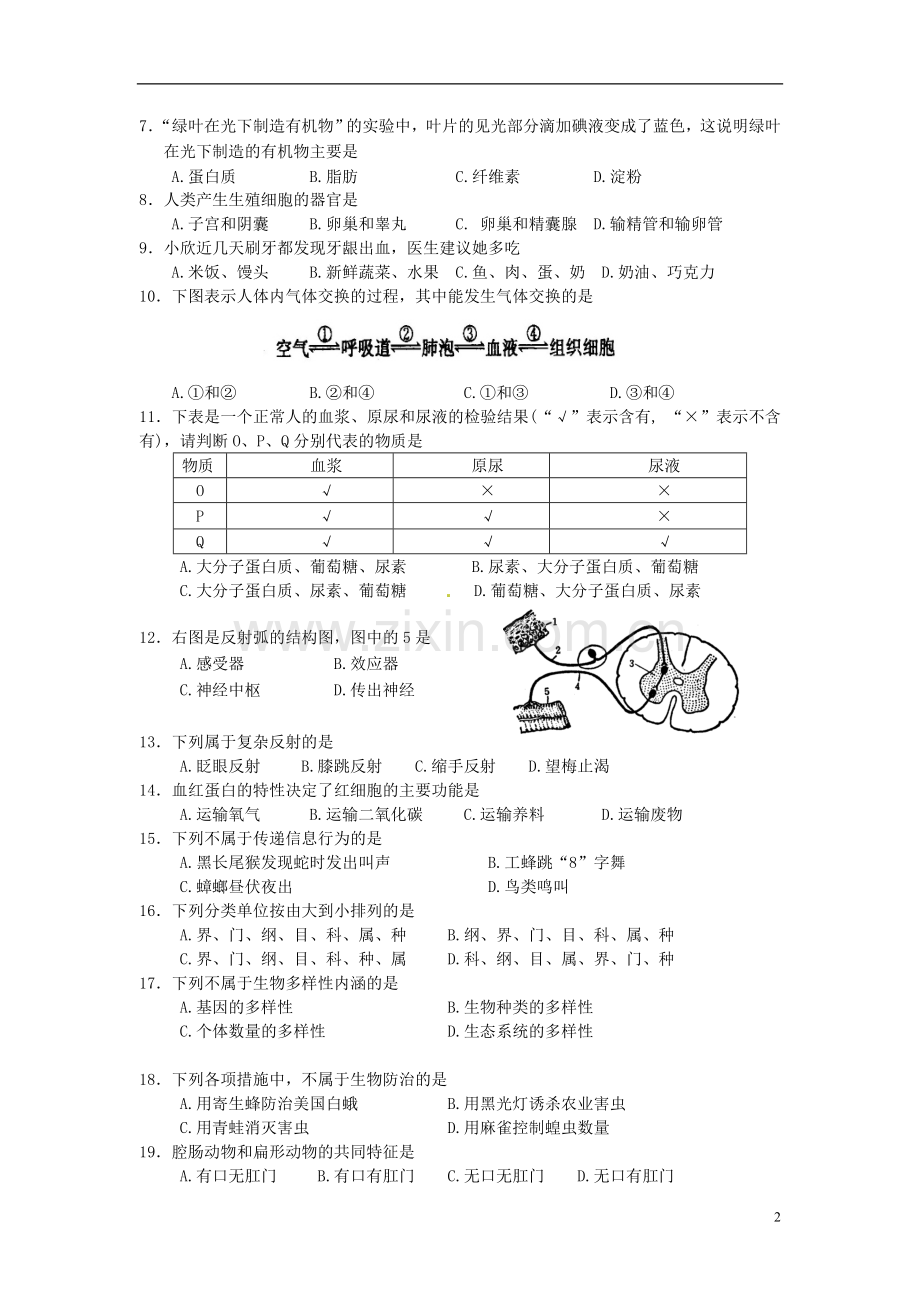 广东省广州市2015年中考生物真题试题（含答案）.doc_第2页