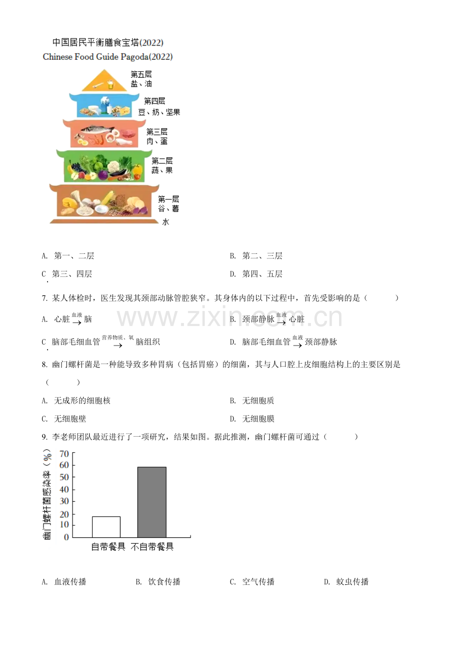 2022年山西省阳泉市、长治市中生物真题题（原卷版）.docx_第2页