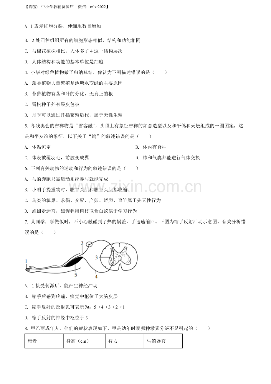 2022年山东省菏泽市中考生物真题（原卷版）.docx_第2页