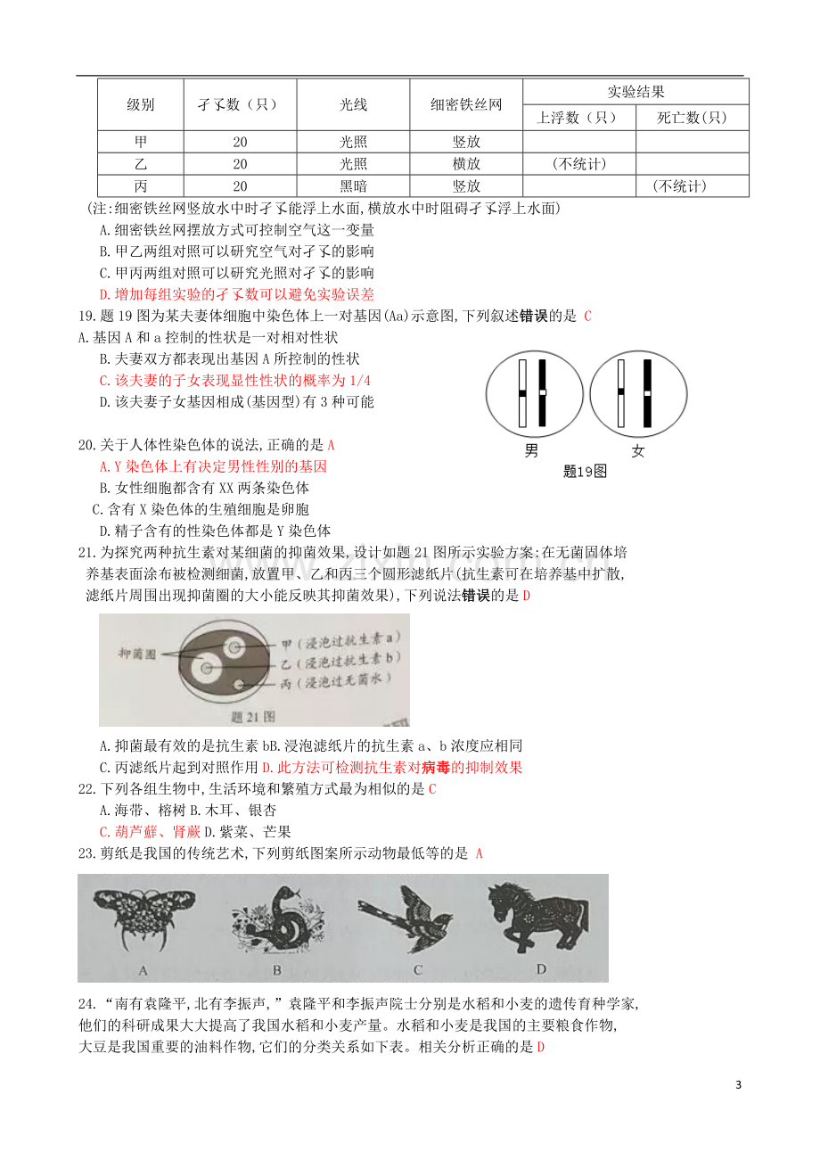 广东省2019年中考生物真题试题.docx_第3页