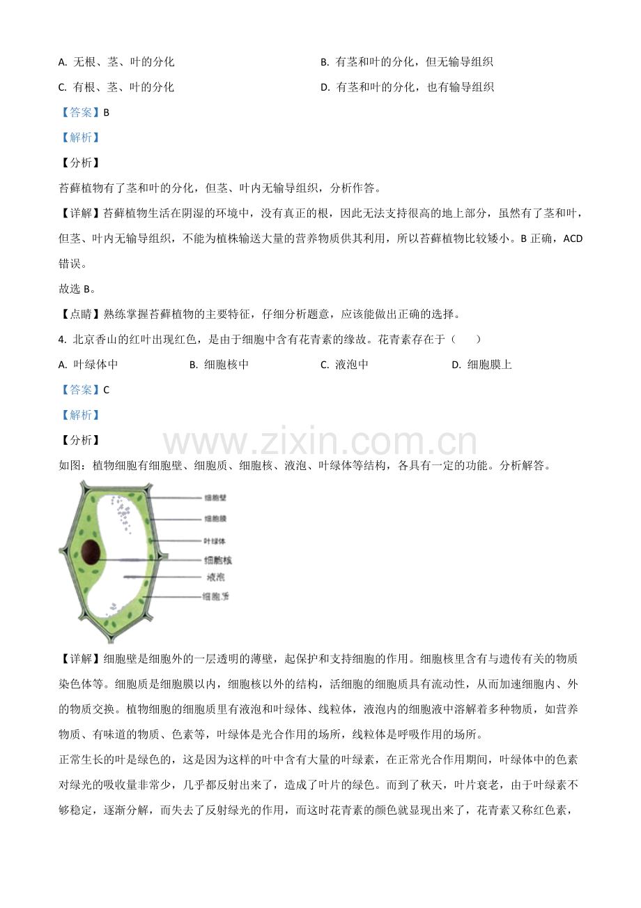 山东省日照市2020年中考生物试题（解析版）.doc_第2页