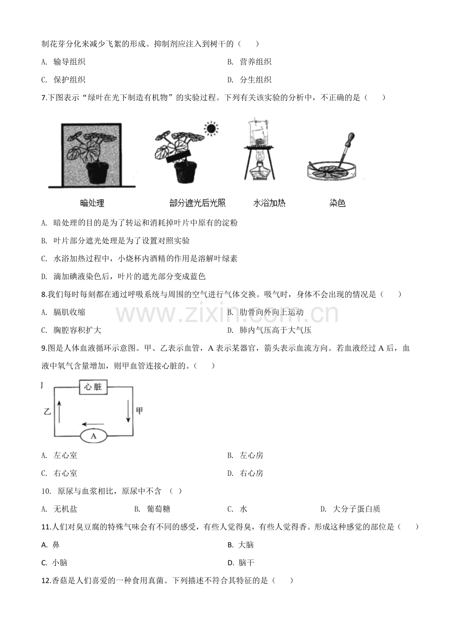 河南省2020年中考生物试题（原卷版）.doc_第2页