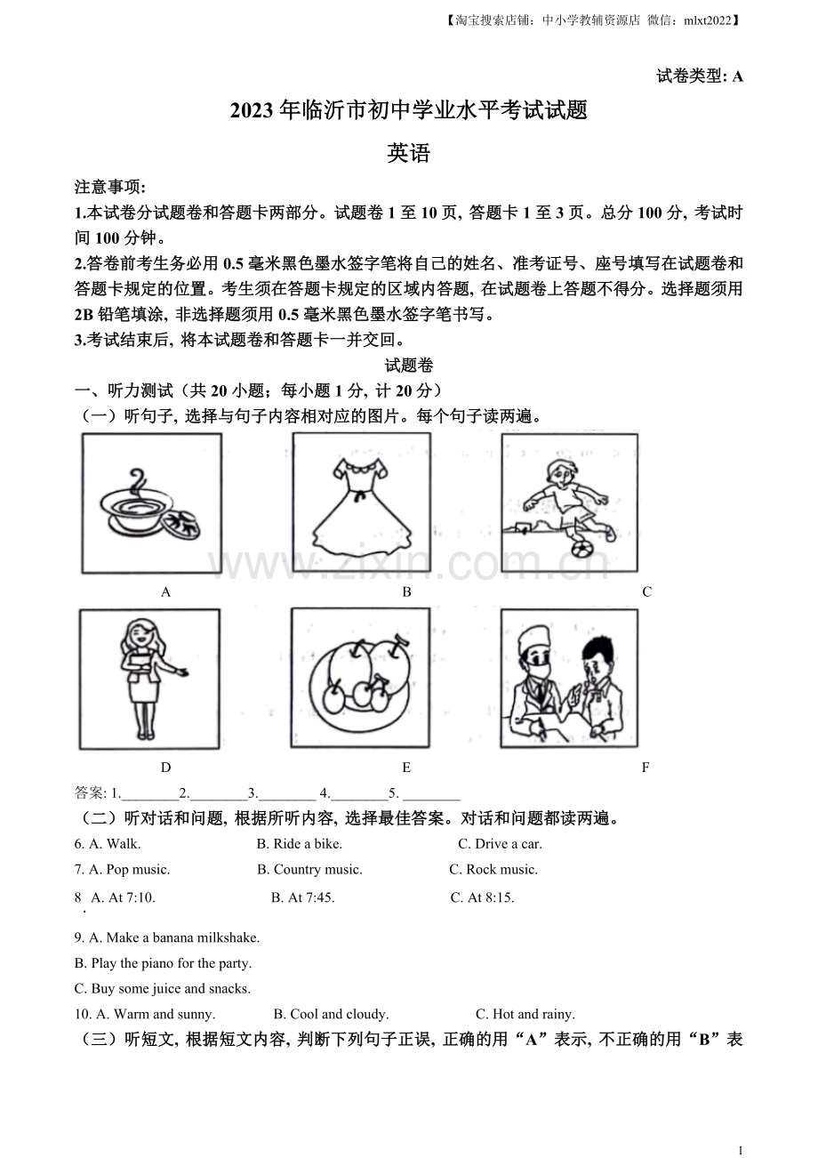 2023年山东省临沂市中考英语真题 （解析版）.docx_第1页