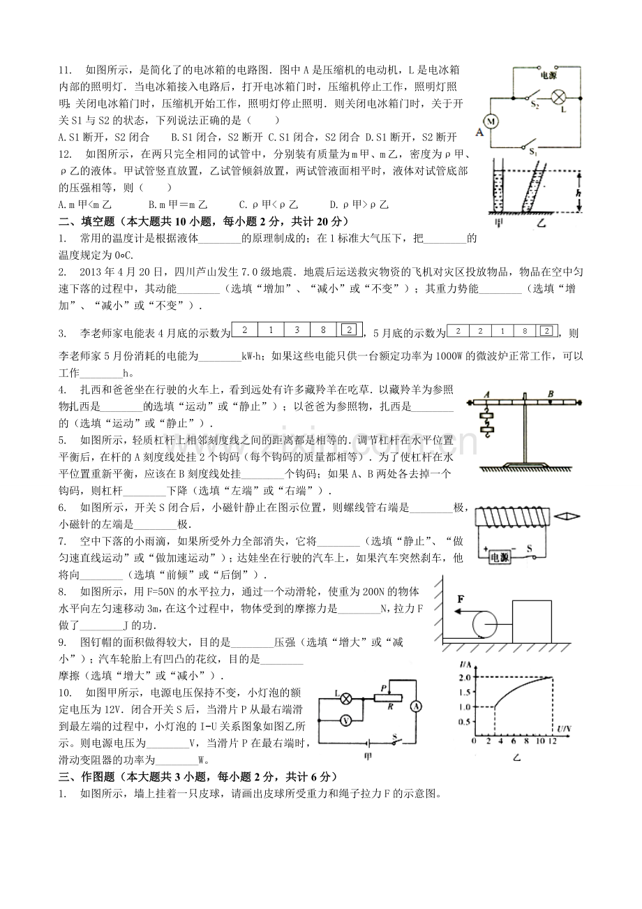 2013年西藏自治区中考物理真题.docx_第2页