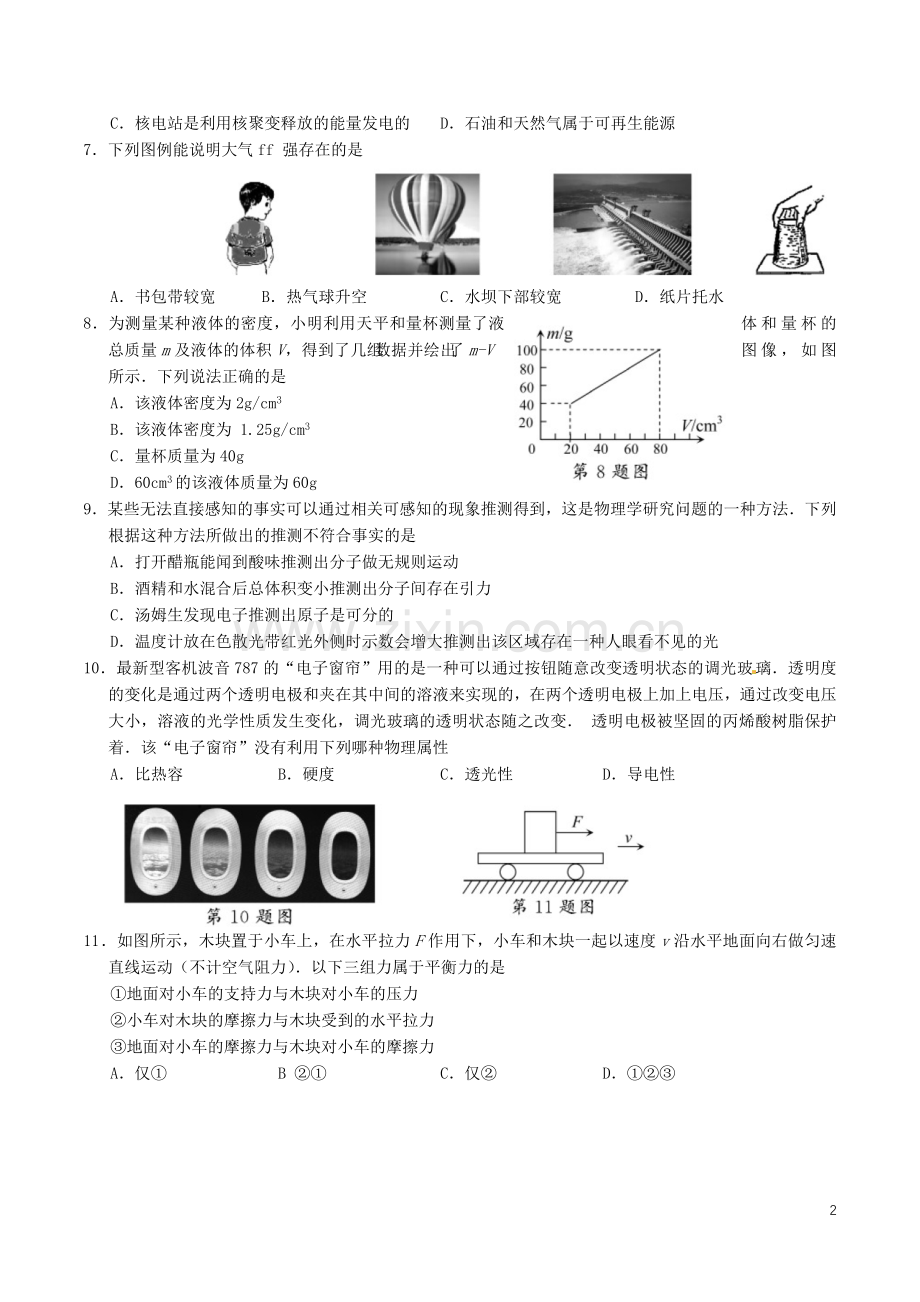 江苏省苏州市2016年中考物理真题试题（含答案）.DOC_第2页