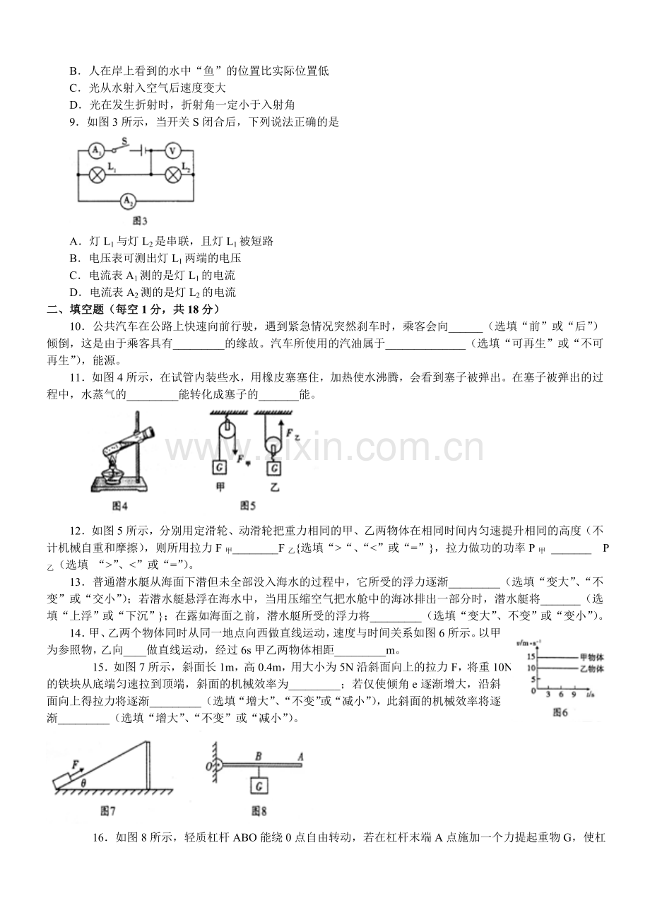 辽宁沈阳2013中考试题物理卷(含答案).doc_第2页