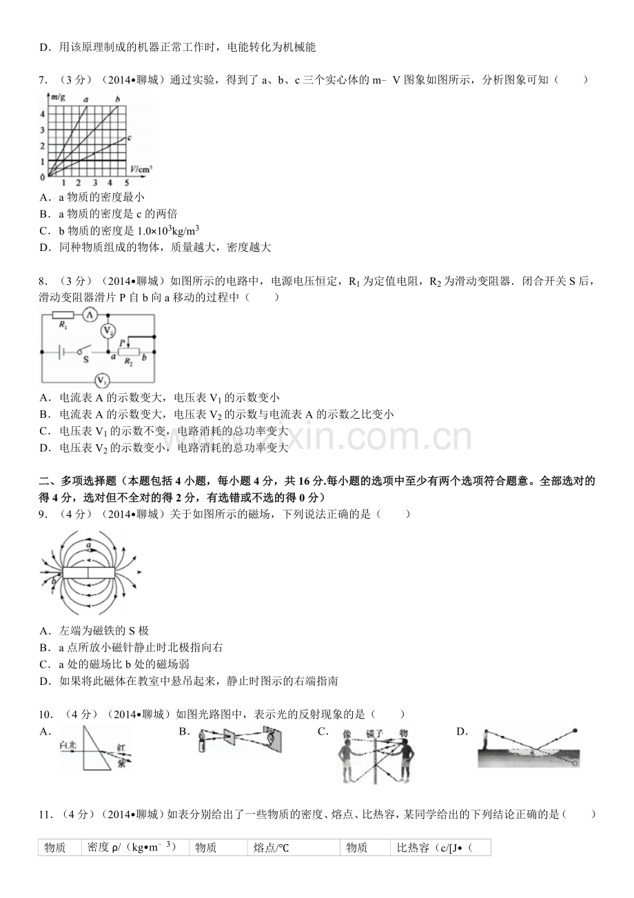 2014年聊城市中考物理试题(解析版).doc_第2页