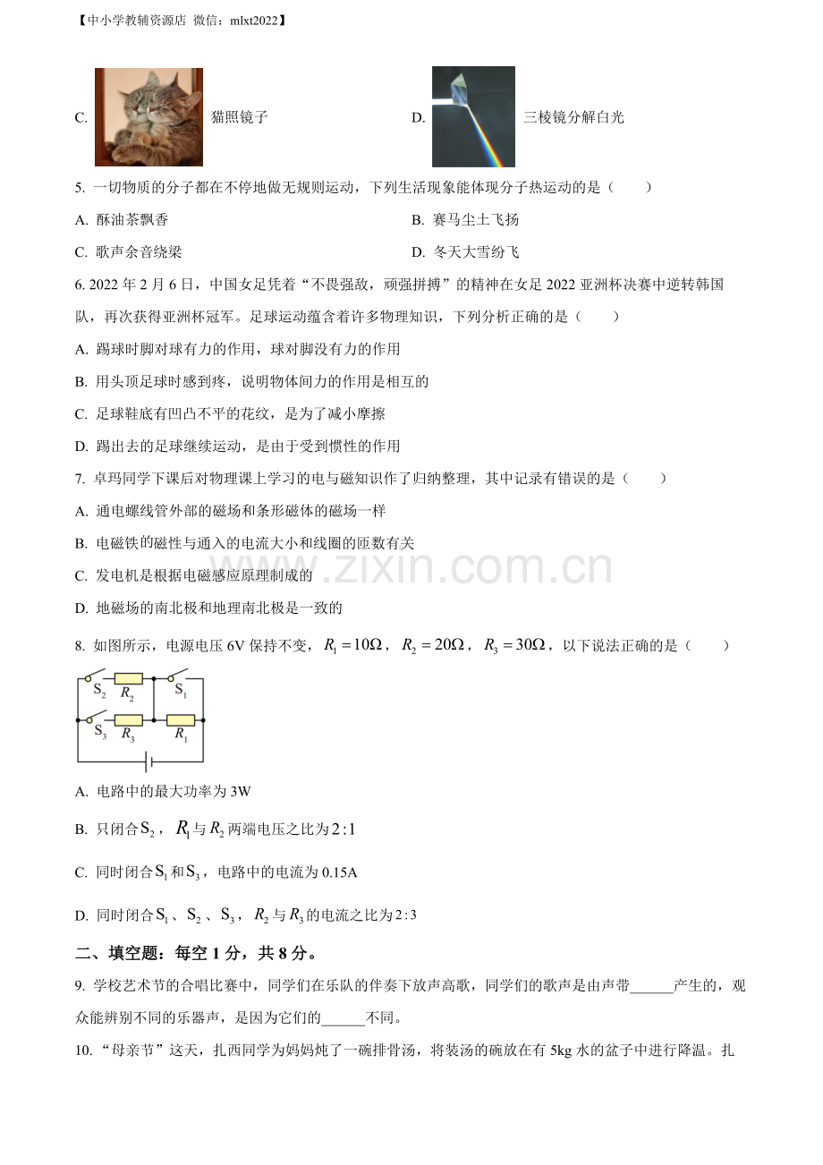 2022年西藏自治区中考物理试题（原卷版）.docx_第2页