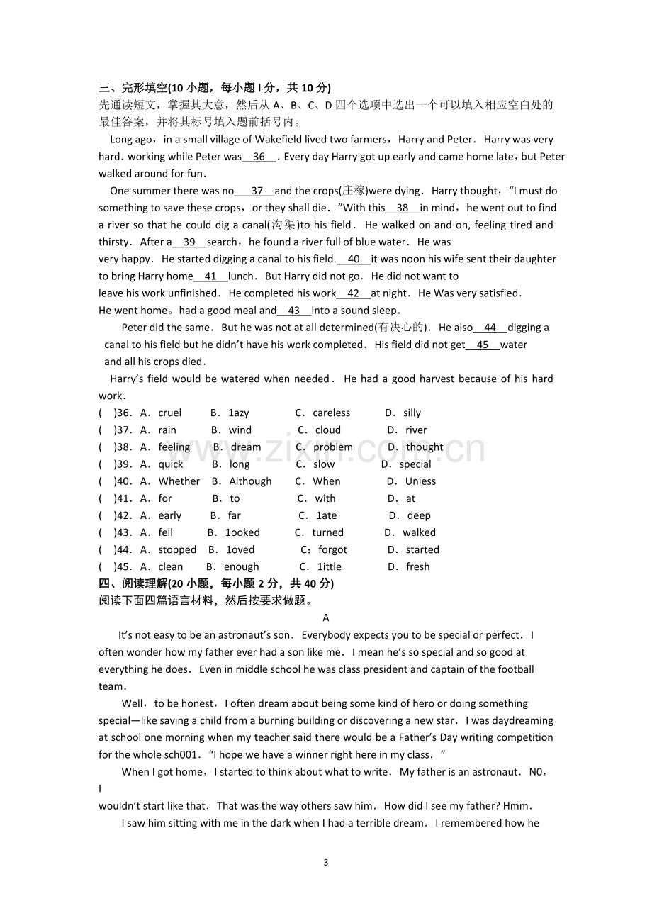 2010年河南省中考英语试卷及答案.doc_第3页