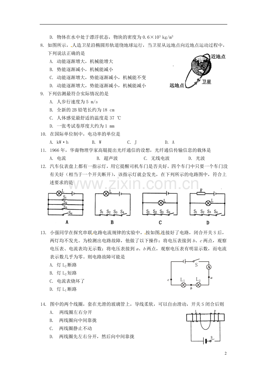 内蒙古通辽市2015年中考物理真题试题（含扫描答案）.doc_第2页