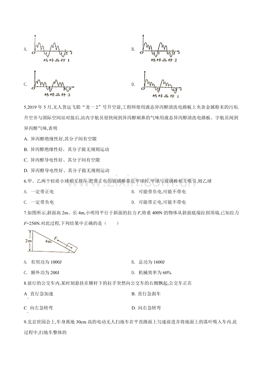 2019年江苏省常州市中考物理试题（原卷版）.doc_第2页