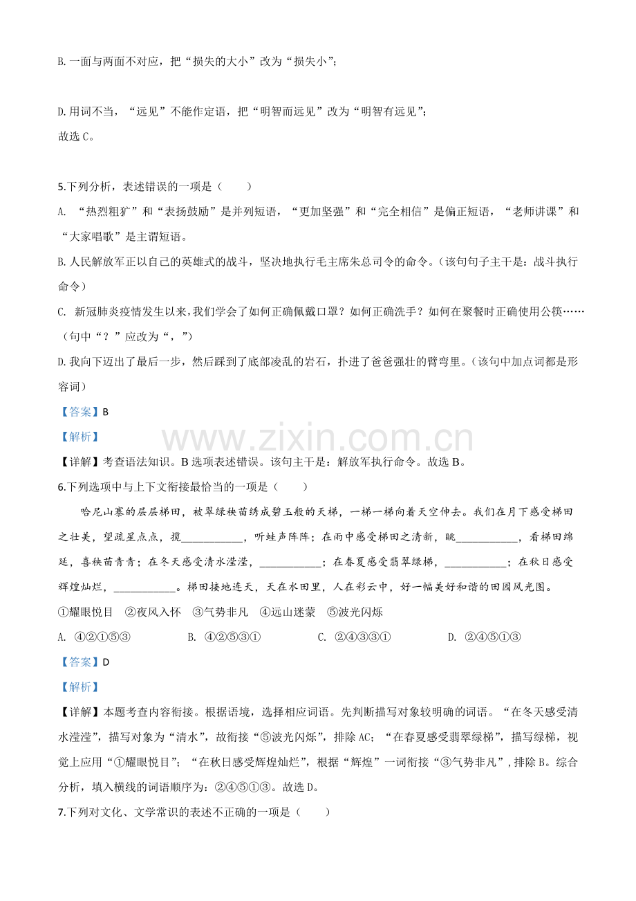 贵州省铜仁市2020年中考语文试题（解析版）.doc_第3页