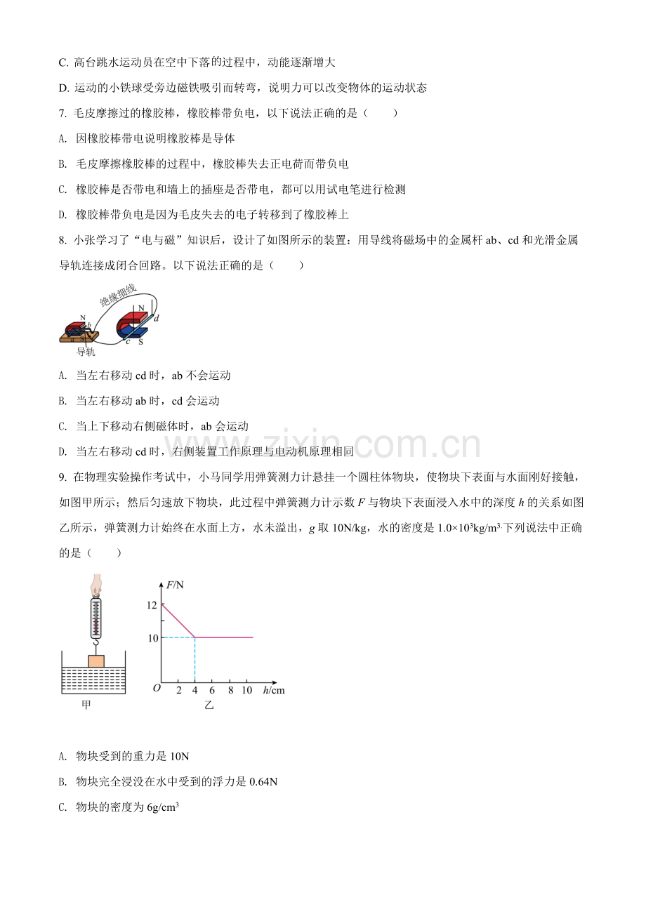 2022年四川省广元市中考物理试题（原卷版）.docx_第2页