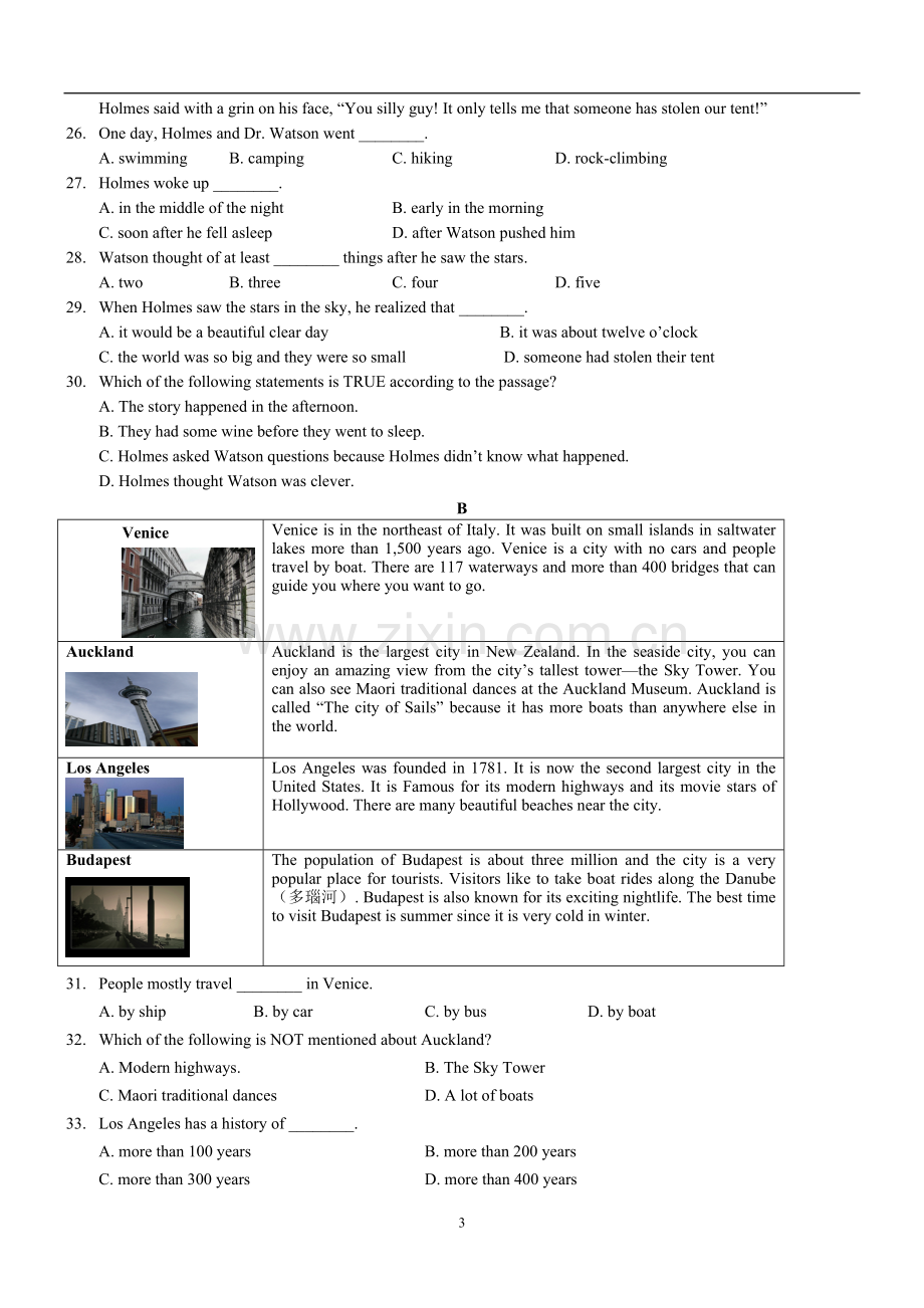 2010年广东深圳英语中考试题试卷及答案.doc_第3页