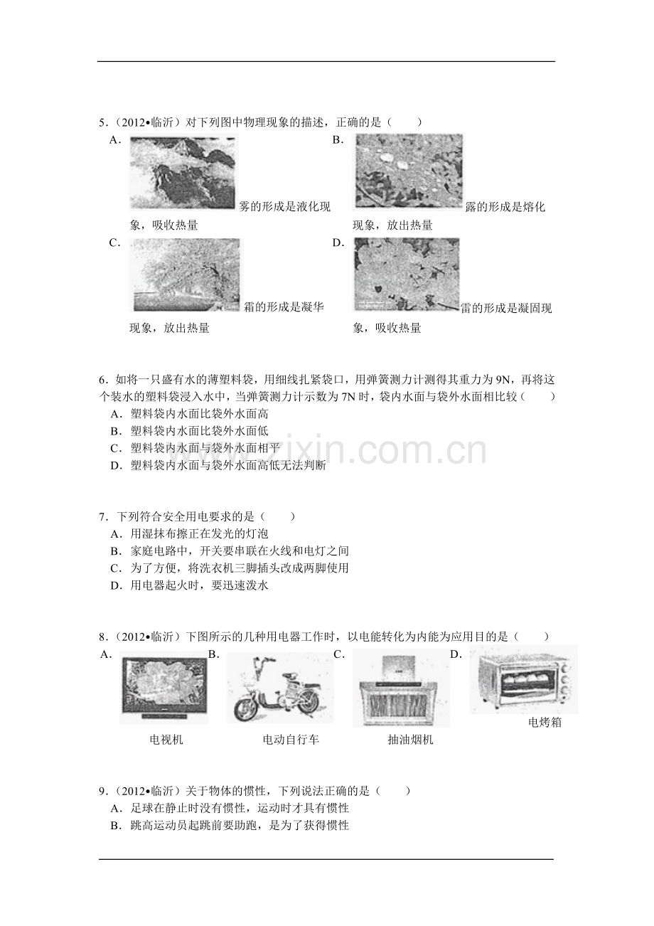 2012年山东临沂中考物理试题及答案.doc_第2页