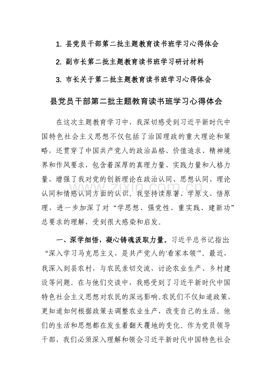 党员干部第二批主题教育读书班学习心得体会范文3篇.docx_第1页