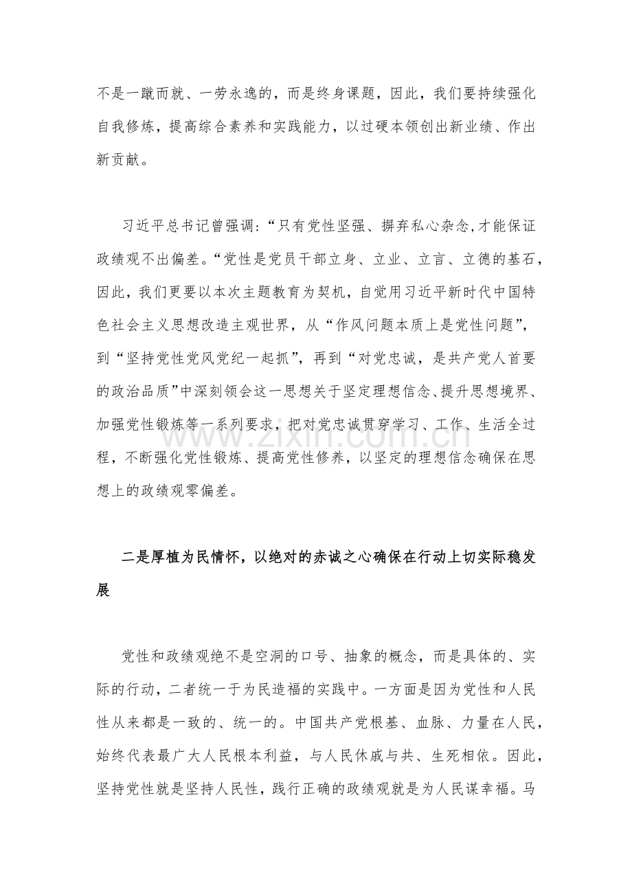 两篇文：2023年学习树立和践行正确政绩观的重要论述研讨心得发言材料.docx_第2页