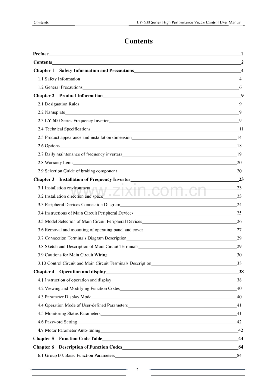 力扬 LY-600 系列高性能矢量变频器使用说明 英文版.pdf_第2页