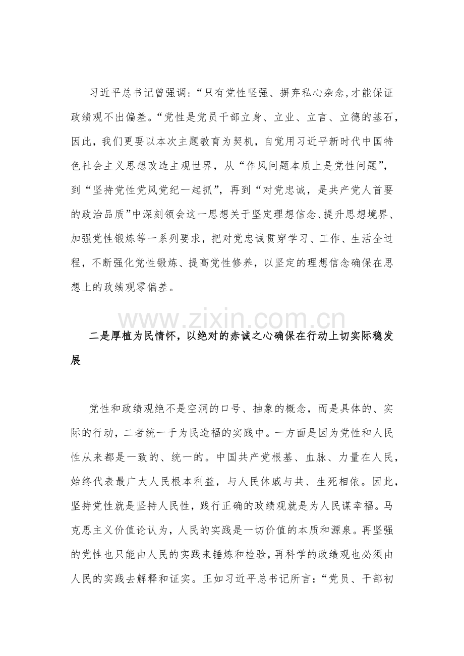 2023年学习树立和践行正确政绩观的重要论述研讨心得体会发言材料2010字范文.docx_第2页