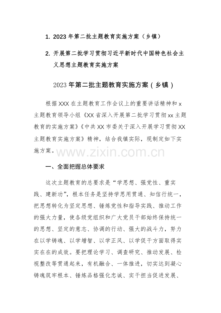 2023年开展学习第二批主题教育实施方案范文2篇.docx_第1页