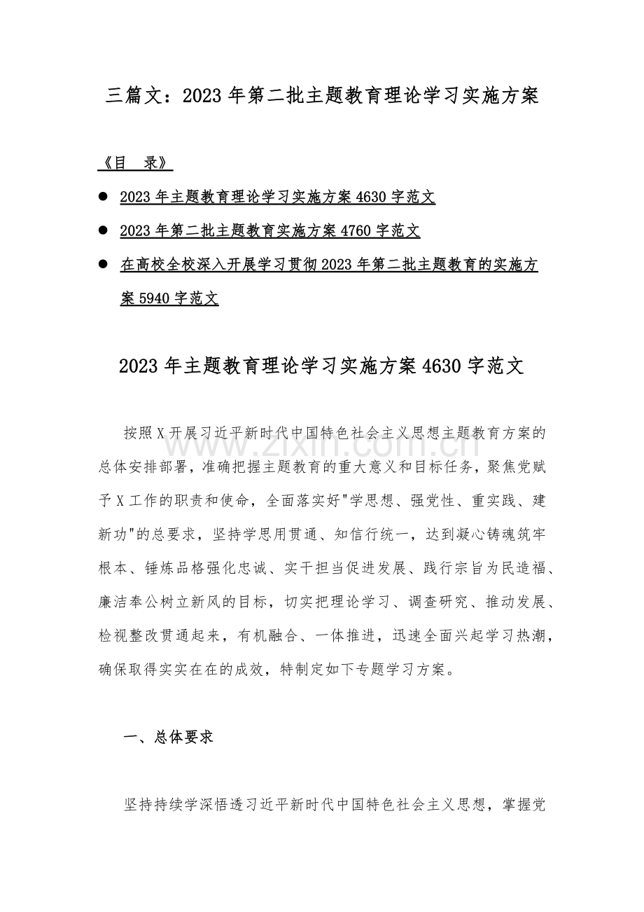 三篇文：2023年第二批主题教育理论学习实施方案.docx_第1页