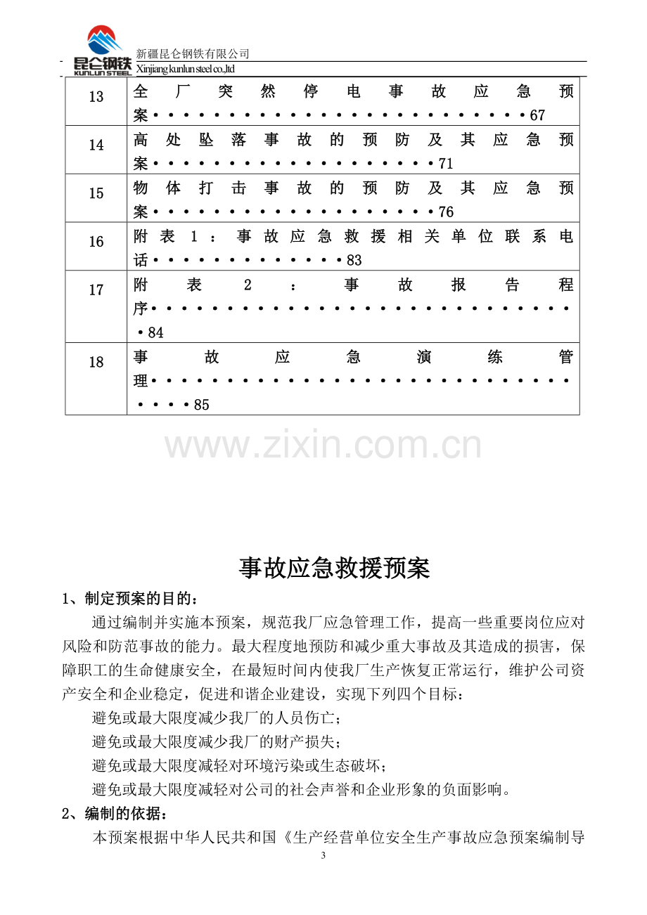 炼钢厂各类事故应急预案.docx_第3页