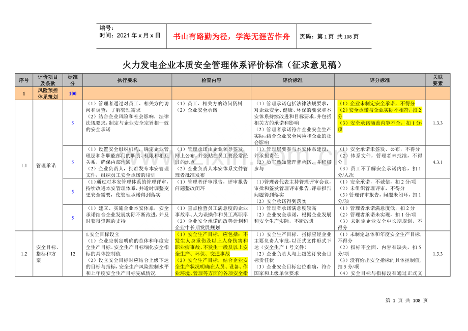 火力发电企业本质安全管理体系评价标准.docx_第1页